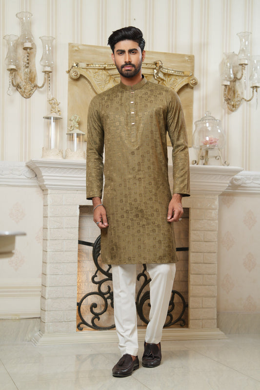 Regular Fit Cotton Semi-Formal Panjabi