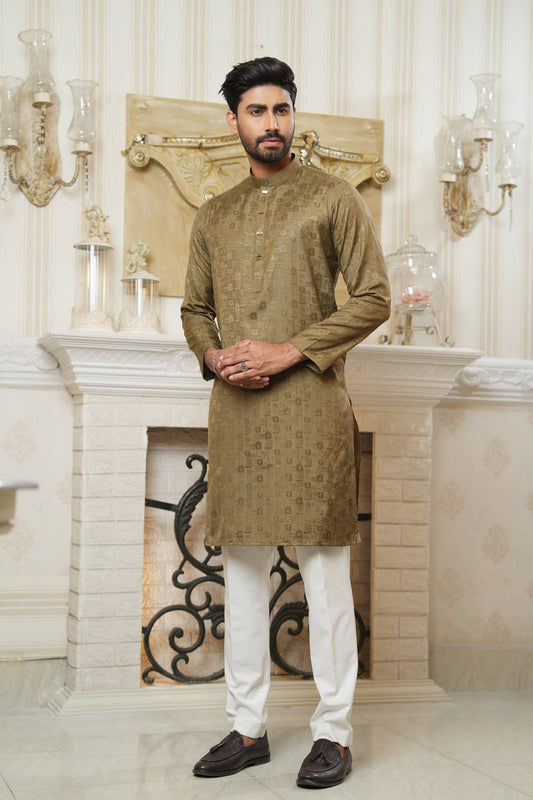 Regular Fit Cotton Semi-Formal Panjabi
