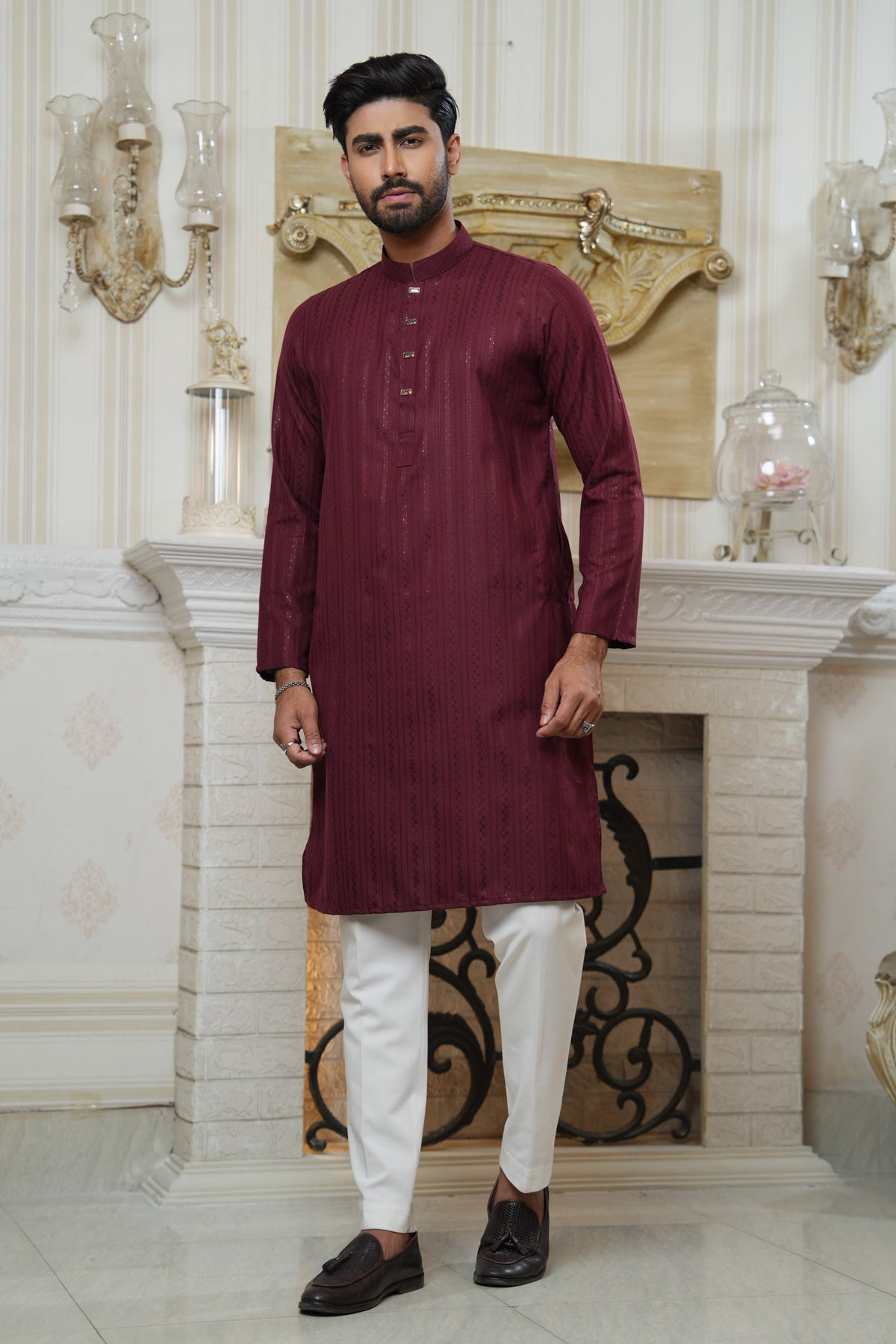 Sequence Jacquard Panjabi Slim Fit