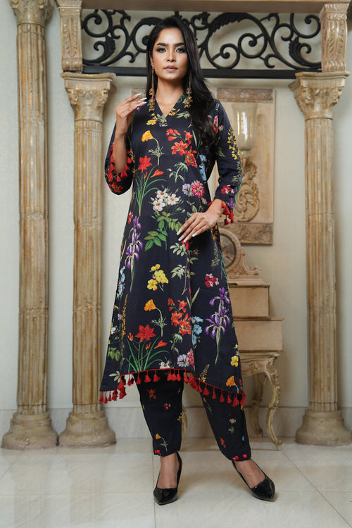 2 - Piece Printed Flower