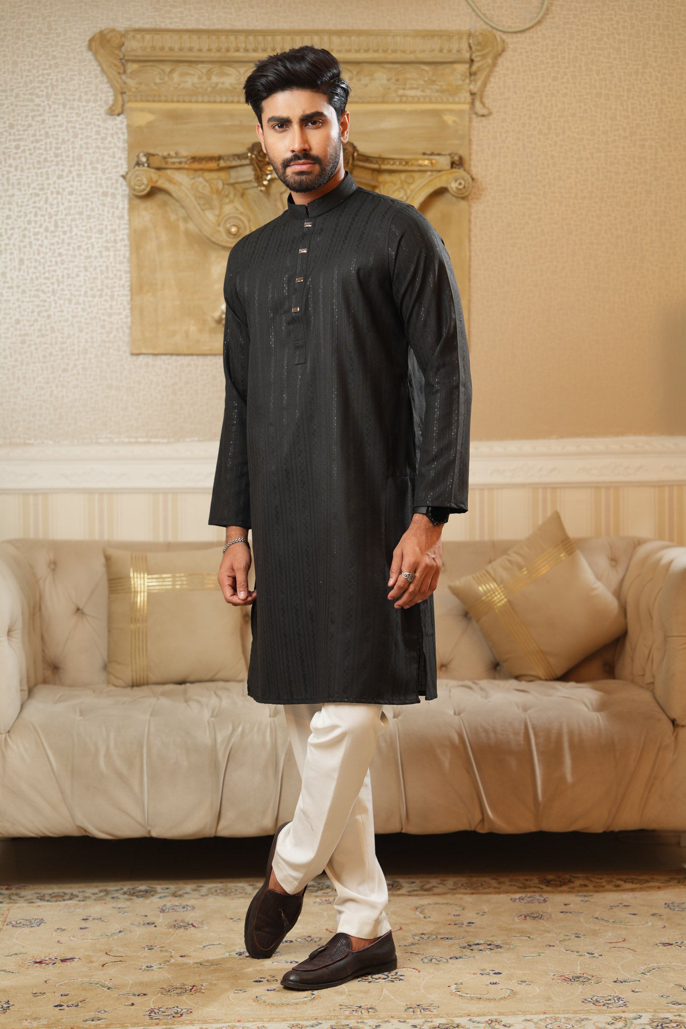 Sequence Jacquard Panjabi Slim Fit