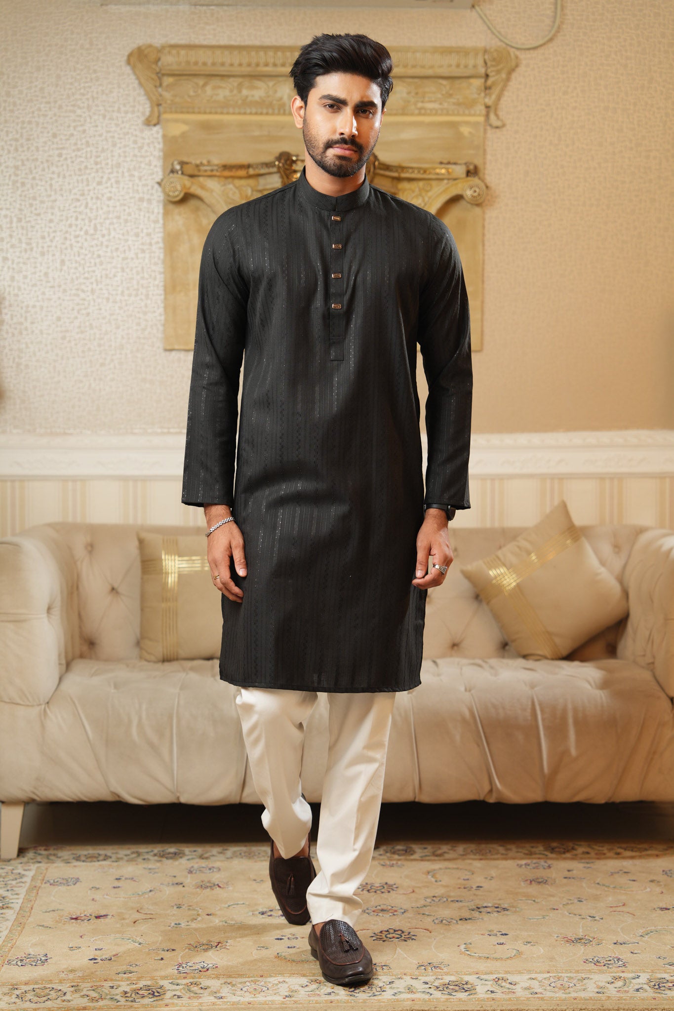 Sequence Jacquard Panjabi Slim Fit