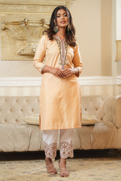 Embroidered Khaddi Silk One Piece