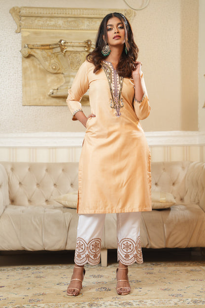 Embroidered Khaddi Silk One Piece