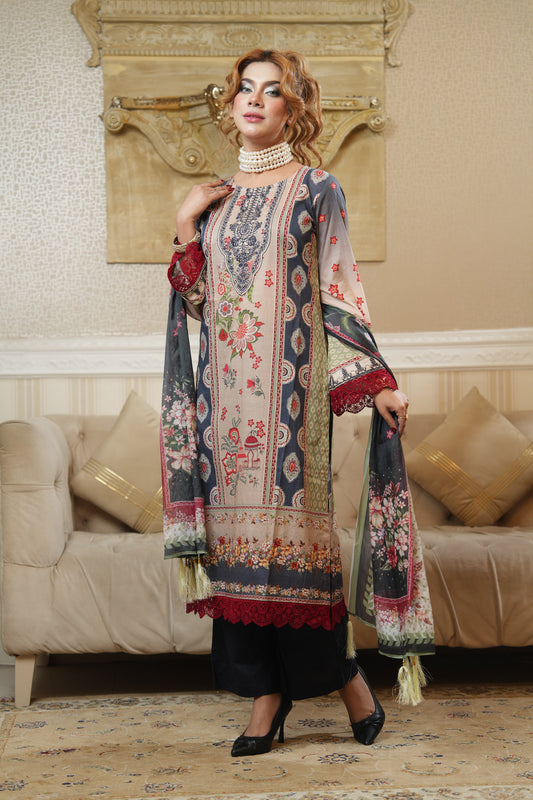 3 Piece - Printed Lawn Suit
