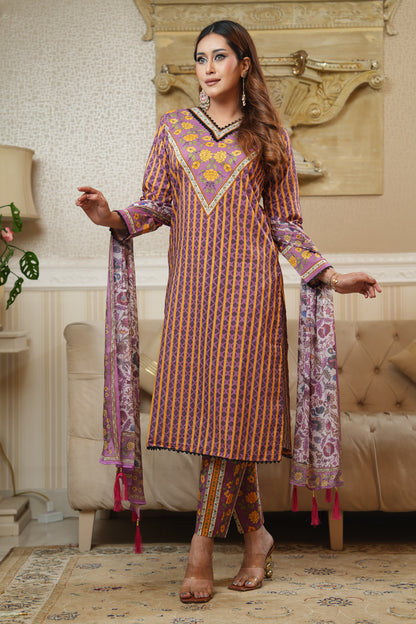 3 Piece - Printed Lawn Suit