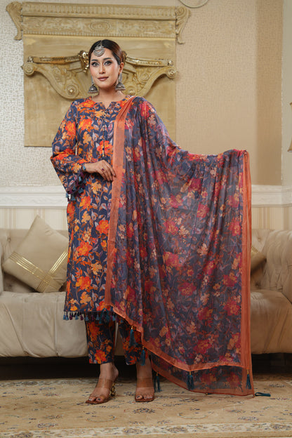 3 Piece - Printed Lawn Suit