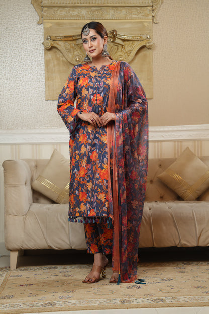 3 Piece - Printed Lawn Suit
