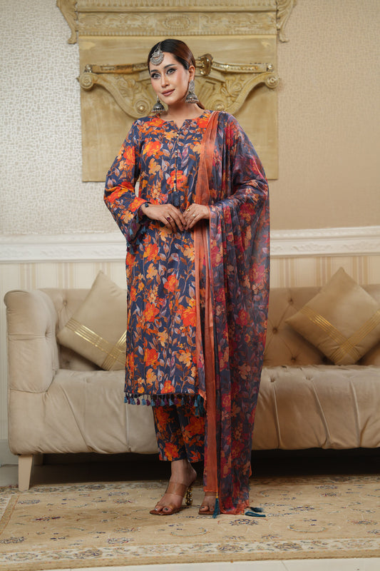 3 Piece - Printed Lawn Suit
