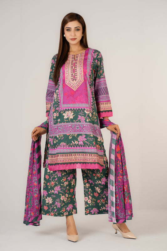 Colourful Floral Printed 3 Pcs Set