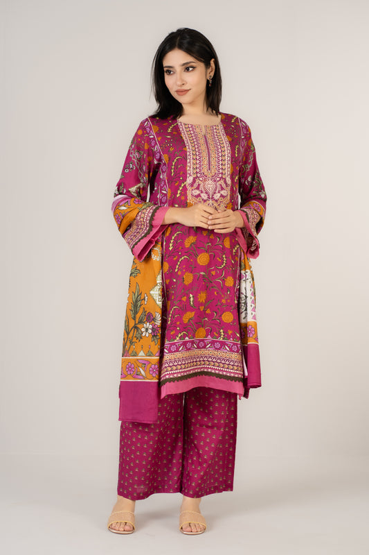 Colourful Floral Printed 3 Pcs Set
