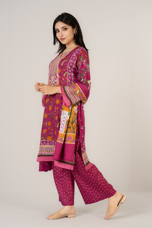 Colourful Floral Printed 3 Pcs Set
