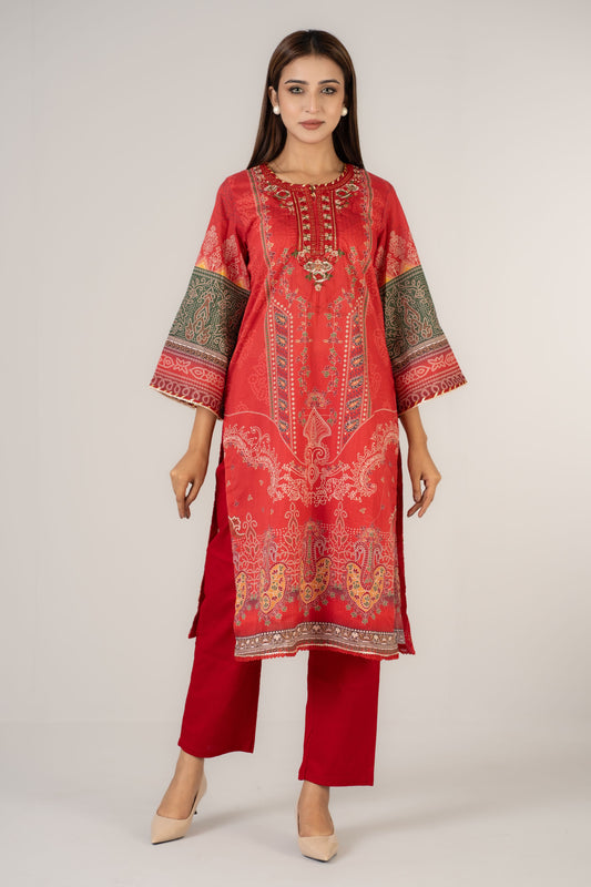 Bright Red Cotton 3 Pcs Set