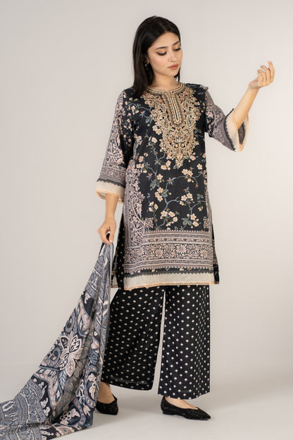 Printed Black 3 Pcs Set