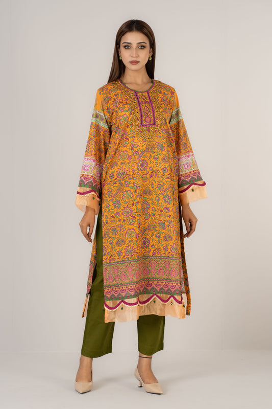 Printed Cotton Burnt Orange 2 Pcs Set