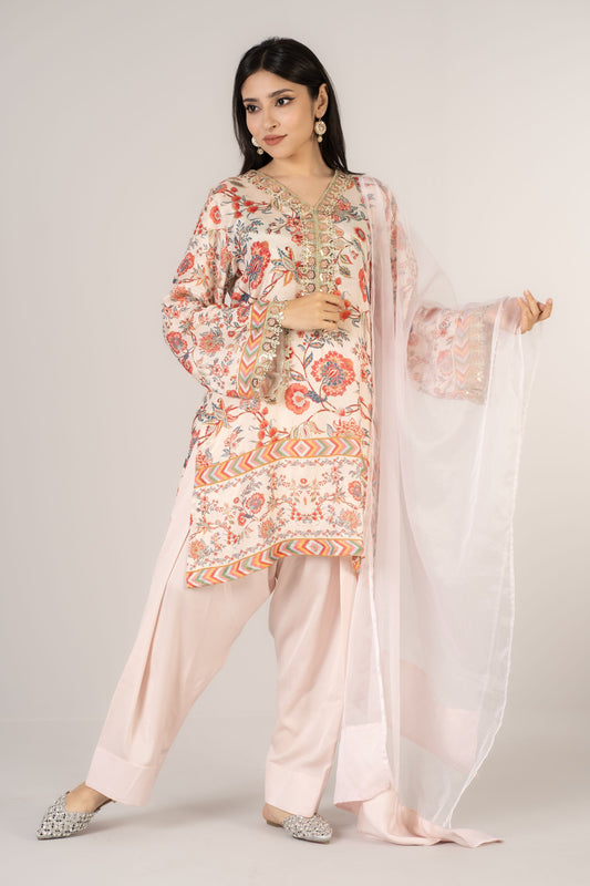 Soft Blush Exclusive Designer Raw Silk 3-Piece Set