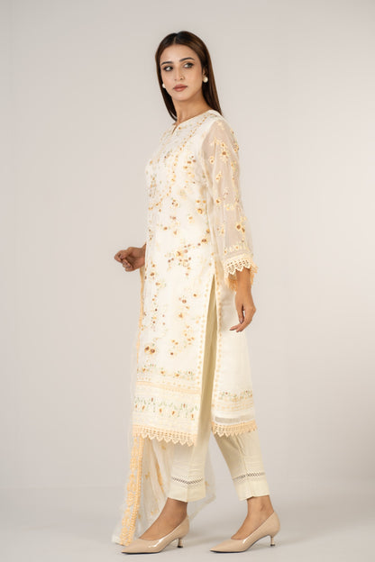 Soft Organza Ivory 3 Pcs Set