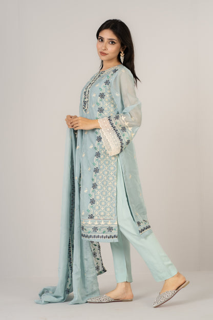 Pastel Blue Elegent 3 Pcs Set