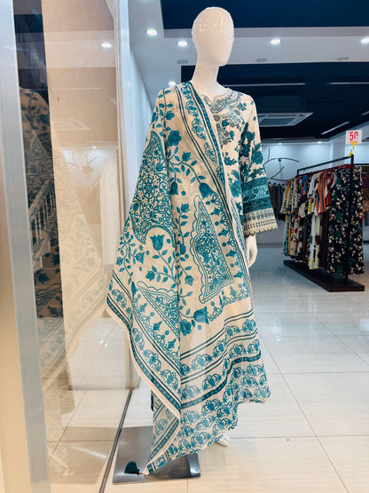 3 Piece Embroidery with printed  Lawn suits