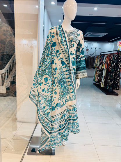 3 Piece Embroidery with printed  Lawn suits