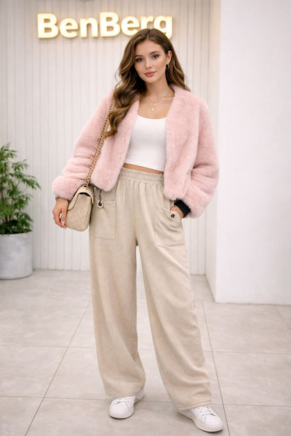 Luxury Soft Faux Fur Cropped Jacket