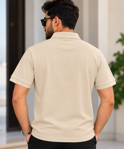 Premium Monogram Polo Shirt – Beige