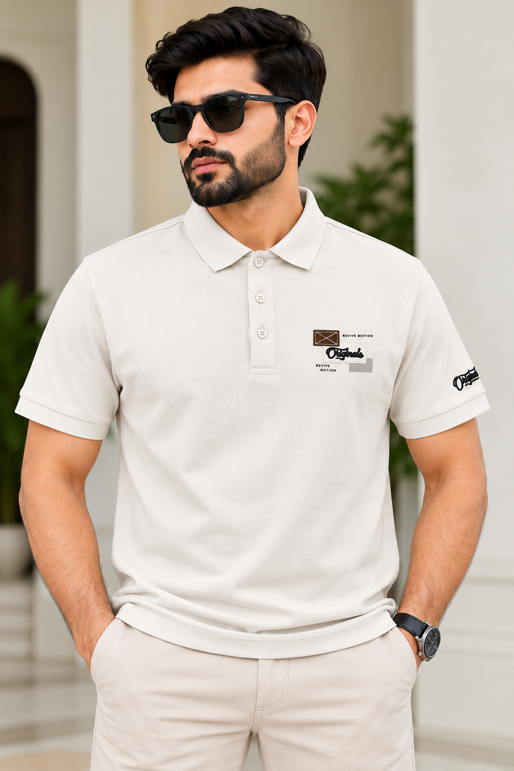 Premium White Polo Shirt – Original Detail