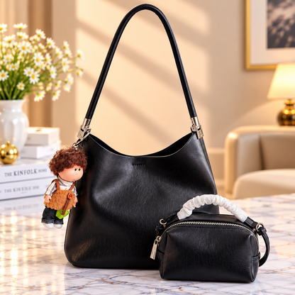 Premium Black Shoulder Bag Set