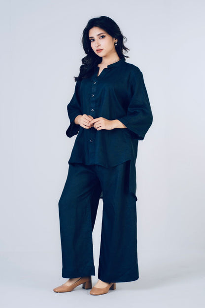 Navy Blue Premium Linen Co-ord Set