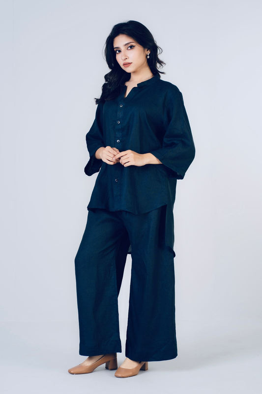 Navy Blue Premium Linen Co-ord Set