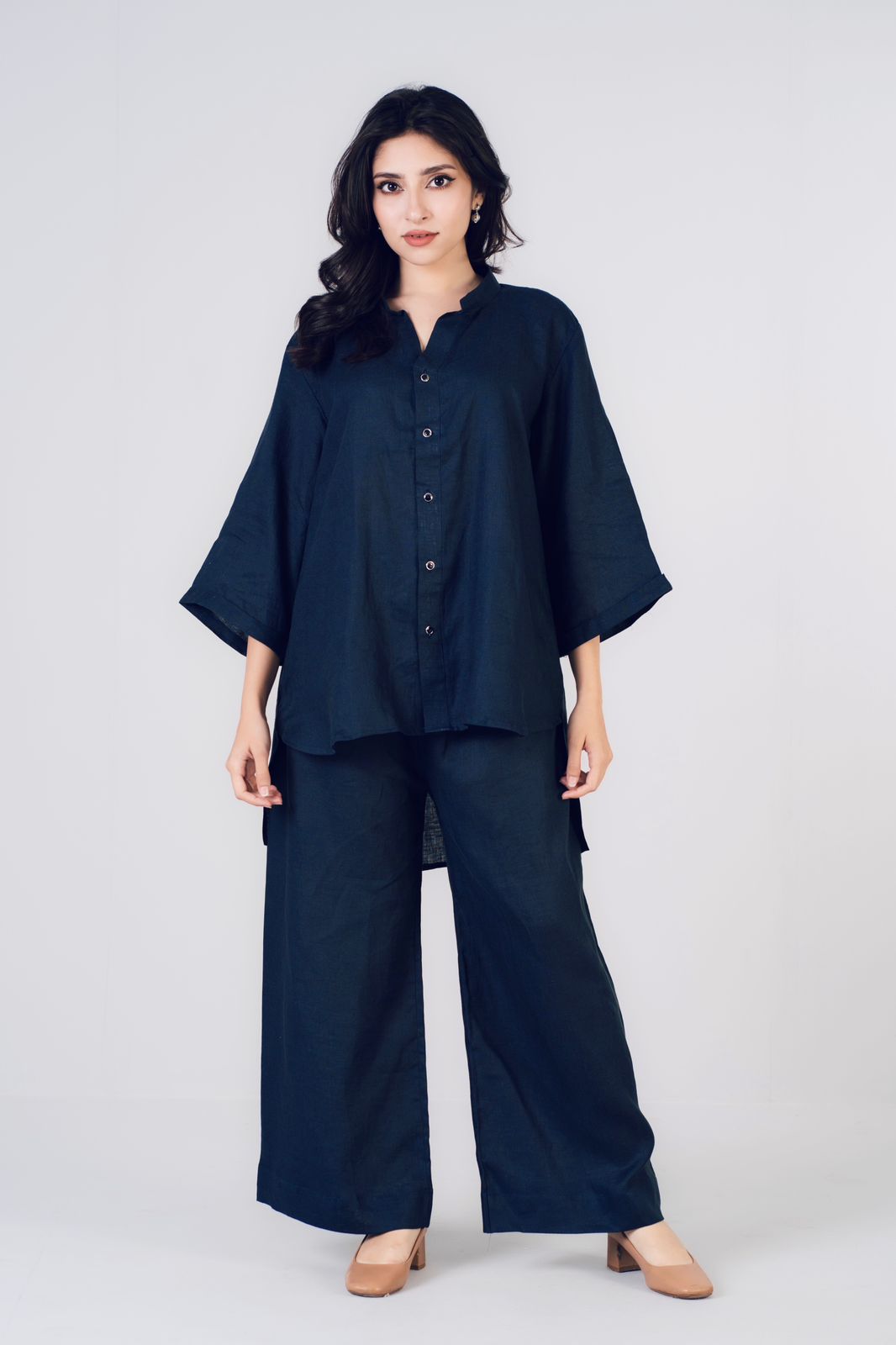 Navy Blue Premium Linen Co-ord Set