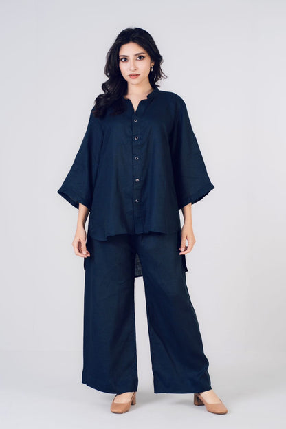 Navy Blue Premium Linen Co-ord Set