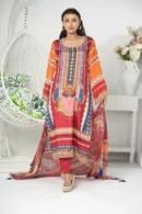 Noor-e-Dil – Premium 3-Piece Russian Silk Dress with Karchupi & Tercel Hand Embroidery | BenBerg