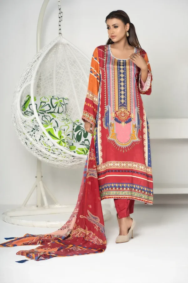 Noor-e-Dil – Premium 3-Piece Russian Silk Dress with Karchupi & Tercel Hand Embroidery | BenBerg