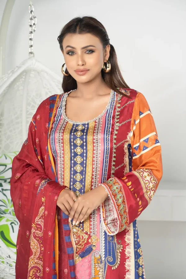 Noor-e-Dil – Premium 3-Piece Russian Silk Dress with Karchupi & Tercel Hand Embroidery | BenBerg - Image 7