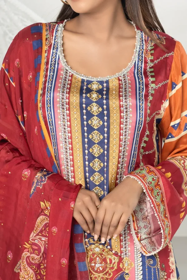 Noor-e-Dil – Premium 3-Piece Russian Silk Dress with Karchupi & Tercel Hand Embroidery | BenBerg - Image 2