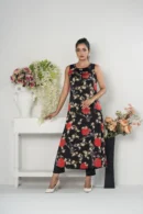 Rasheeda Glow – Full-Sleeve Royal Silk Long Dress with All-Over Artistic Print | BenBerg