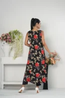 Rasheeda Glow – Full-Sleeve Royal Silk Long Dress with All-Over Artistic Print | BenBerg