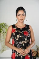 Rasheeda Glow – Full-Sleeve Royal Silk Long Dress with All-Over Artistic Print | BenBerg