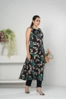 Rasheeda Glow – Full-Sleeve Royal Silk Long Dress with Signature All-Over Print | BenBerg