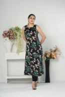 Rasheeda Glow – Full-Sleeve Royal Silk Long Dress with Signature All-Over Print | BenBerg