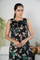 Rasheeda Glow – Full-Sleeve Royal Silk Long Dress with Signature All-Over Print | BenBerg