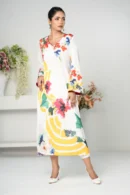 Sahar Spark – One-Piece Tropical Silk Long Dress with Bold All-Over Prints | BenBerg
