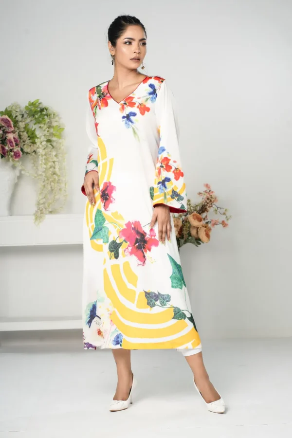 Sahar Spark – One-Piece Tropical Silk Long Dress with Bold All-Over Prints | BenBerg - Image 3