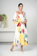 Sahar Spark – One-Piece Tropical Silk Long Dress with Bold All-Over Prints | BenBerg