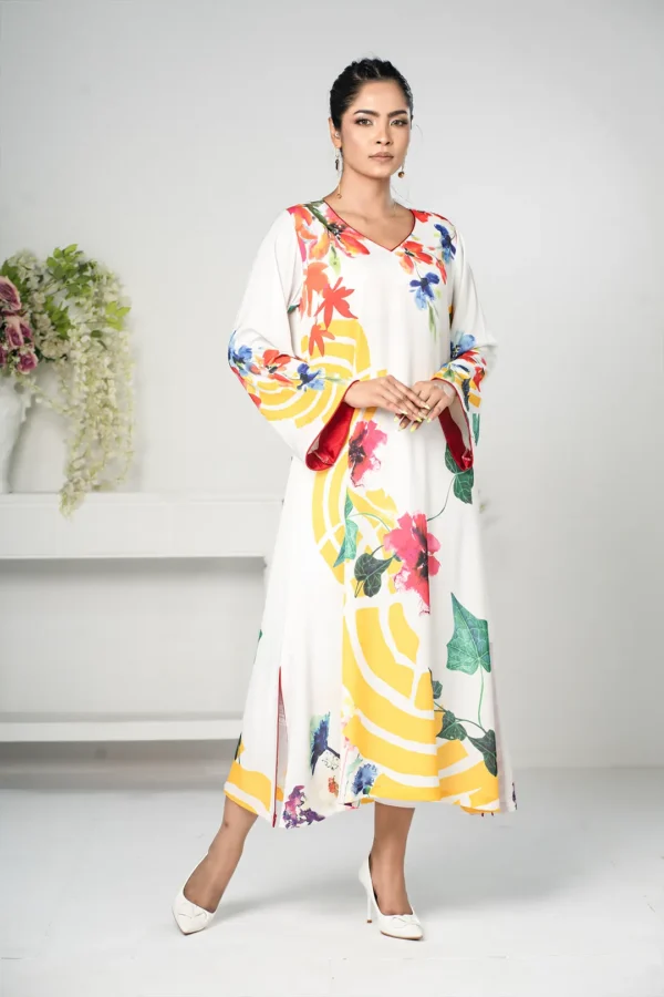 Sahar Spark – One-Piece Tropical Silk Long Dress with Bold All-Over Prints | BenBerg - Image 5