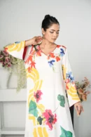 Sahar Spark – One-Piece Tropical Silk Long Dress with Bold All-Over Prints | BenBerg
