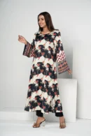 Jameela Radiance – Tropical Silk Long Dress with Artistic All-Over Prints | BenBerg