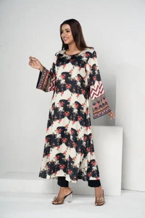 Jameela Radiance – Tropical Silk Long Dress with Artistic All-Over Prints | BenBerg