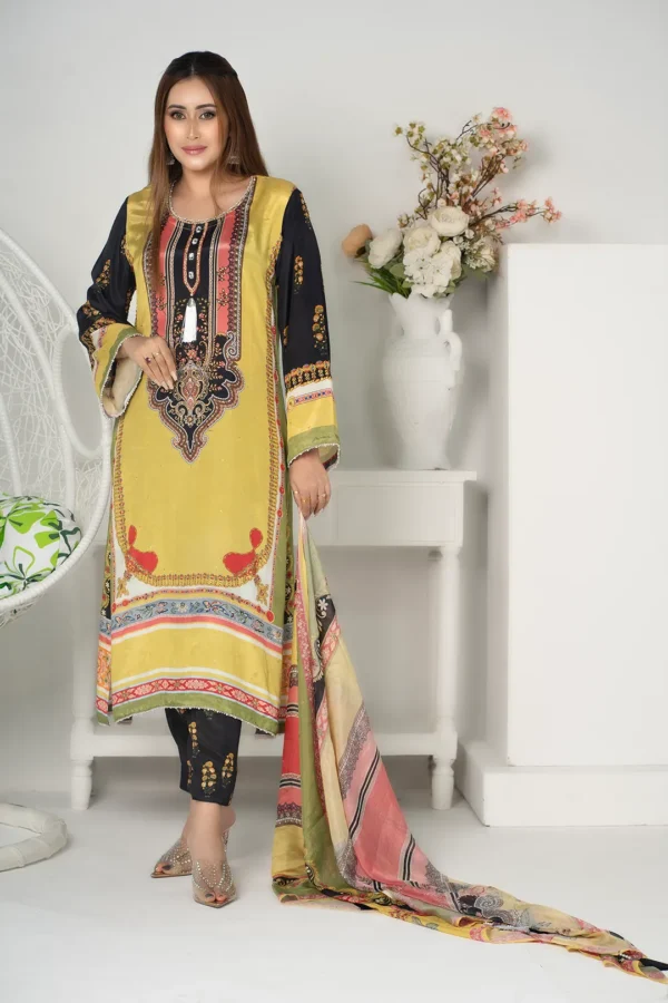 Gulzar Dream – Hand-Embroidered 3-Piece Russian Silk Dress for Festive Elegance | BenBerg - Image 6